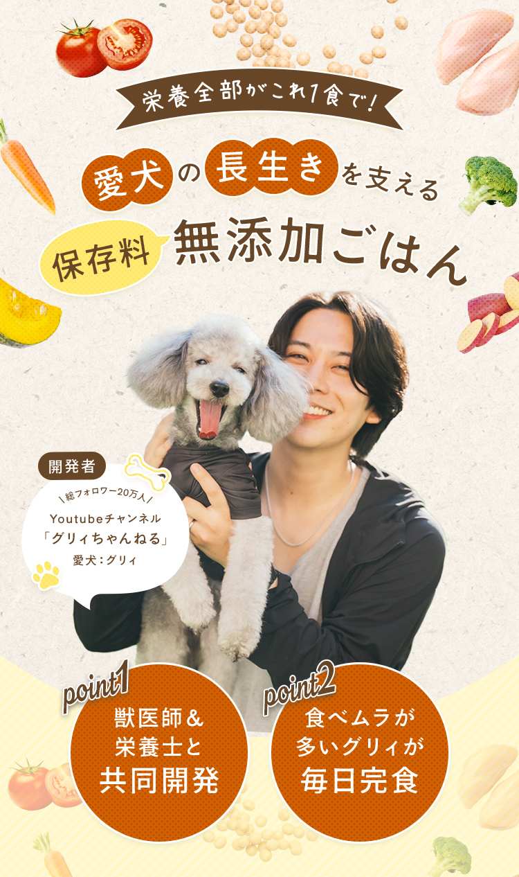 愛犬の長生きを支える保存料無添加ごはん