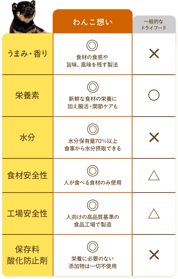 フードとの比較